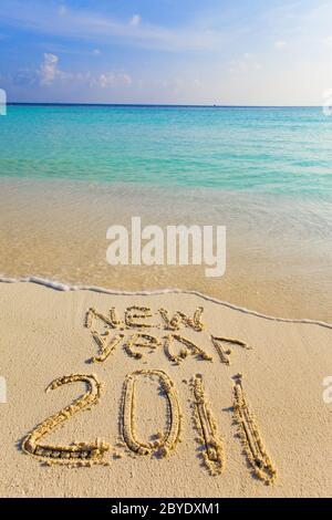 Es steht auf Sand am Meer Rand 2011 Stockfoto