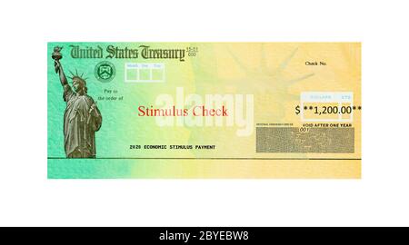 Corona Virus Covid 19 Wirtschaftlichkeitsbetrags-Zahlungs-Stimulus-Check Stockfoto