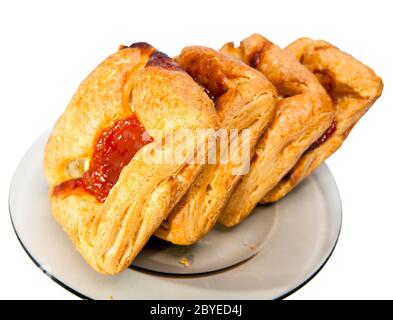 Blätterteig Phantasie Brot mit Marmelade Stockfoto