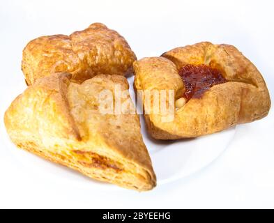 Blätterteig Phantasie Brot mit Marmelade Stockfoto