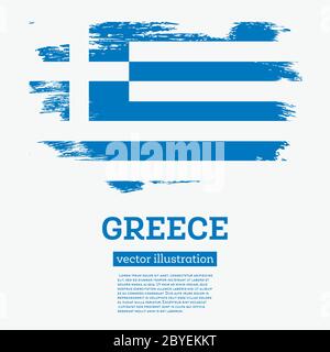 Griechenland Flagge mit Pinselstrichen. Vektorgrafik. Stock Vektor