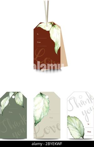 Kreative Geschenkanhänger mit Aquarell Blumen. Handgezeichnete Elemente. Vektor-Schablonen Etiketten, hängend, Geschenkkarten für Geschenke, Hochzeit, Einladung - Vecto Stock Vektor