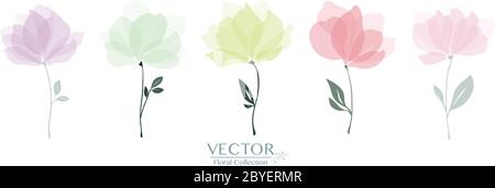 Set von niedlichen floral Sammlung Aquarell Design-Elemente. Nette floral Verwendung für Design Hochzeit, Grußkarte, Natur, Cartoon-Elemente. - Vektor Stock Vektor