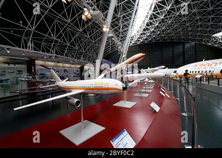 Ein Modell des Airbus A300B wird im Museum Aeroscopia ausgestellt. Blagnac.Toulouse.Haute-Garonne.Occitanie.Frankreich Stockfoto