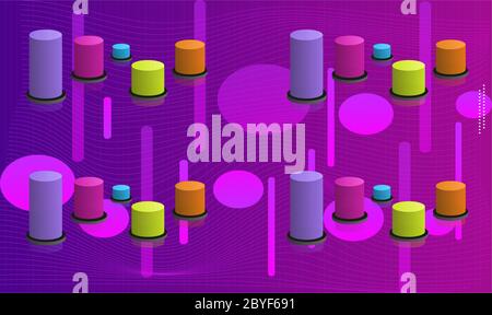 Digitale Textilgestaltung von kleinen Objekten auf abstraktem Hintergrund Stock Vektor