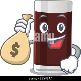 Crazy reichen Glas Schokolade Maskottchen Design mit Geldbeutel Stock Vektor