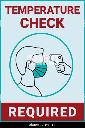Temperaturkontrolle ist am Eingangsposter erforderlich. Bearbeitbarer Vektor. Stock Vektor