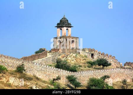 Befestigung auf der Spitze des Berges - Jaipur Indien Stockfoto