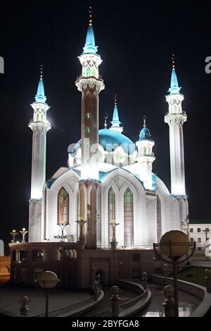 kul sharif Moschee in der Nacht in kazan Stockfoto