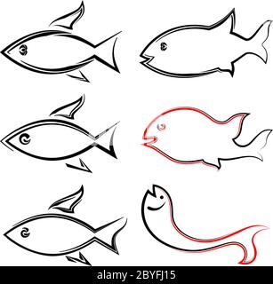 Fisch Symbol Set Vektor Illustration Stock Vektor