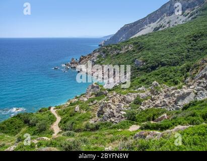 Küstenlandschaft rund um Kastro bei Skiathos, einer der griechischen Sporaden Inseln Stockfoto