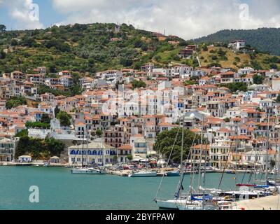 Skopelos bei der Inselgruppe der Sporaden in Griechenland Stockfoto