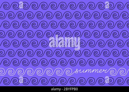 Wellen Sommer Muster in lila Hintergrund Stock Vektor