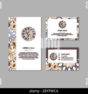 Set von Zierkarten mit Blumen Mandala. Stock Vektor