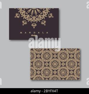 Set von Visitenkarten mit handgezeichnetes Mandala. Stock Vektor