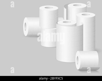Set von Küchentüchern und Toilettenpapierrollen. Stock Vektor