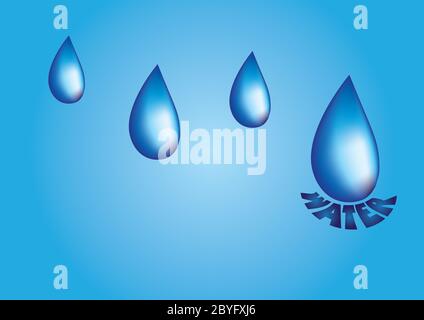 Vektor-Illustration von großen Wassertropfen auf blauem Hintergrund mit Kopierraum zur Verfügung. Stock Vektor