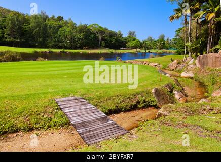 Golfplatz - Insel Praslin Seychellen Stockfoto