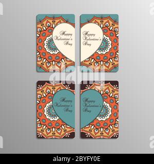Valentinstags-Karten mit Mandala Stock Vektor