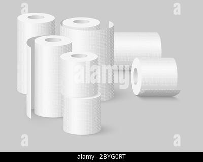 Set von Küchentüchern und Toilettenpapierrollen. Stock Vektor