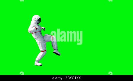 Astronaut Walking . Grüner Bildschirm. 3d-Rendering. Stockfoto