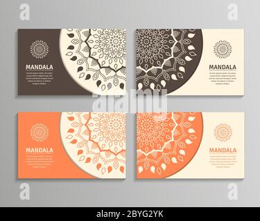 Sets von Mandala Visitenkarten Stock Vektor