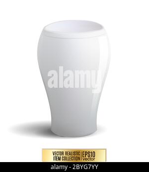 Weiße Vase auf weißem Hintergrund. Vektor realistisches Element, 3d-Illustration Stock Vektor