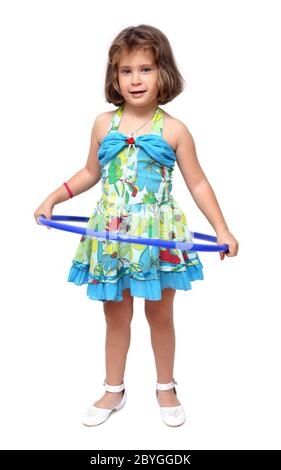 kleines Mädchen mit Hula-Hoop Stockfoto