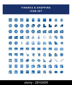 Set von Zahlung und Finanzen Symbol mit gefüllten Outline Stil Design Vektor Stock Vektor