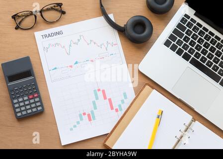 Trade Graph Chart Concept – Draufsicht Stockfoto