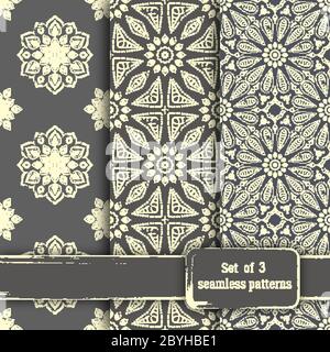 Set von nahtlosen Hand gezeichneten Mandala Muster. Vintage-Elemente in Stock Vektor