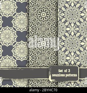 Set von nahtlosen Hand gezeichneten Mandala Muster. Vintage-Elemente in Stock Vektor