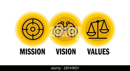 Web-Symbol Set Design für mehrere Zwecke Mission, Vision, Werte Stock Vektor