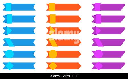 Set von farbigen horizontalen Bändern. Vektorgrafik. Leere Bänder oder Banner isoliert. Stock Vektor