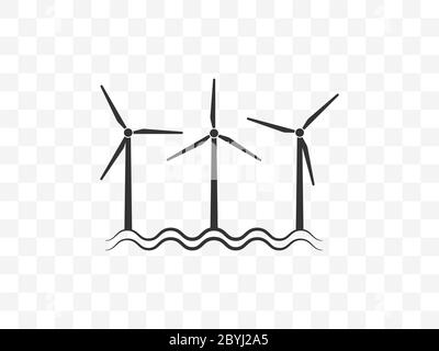 Symbol für Windenergie, Windenergieanlage. Vektorgrafik, flaches Design. Stock Vektor