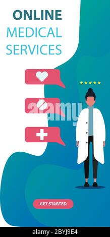 Vektor-Illustration von Online-medizinischen Dienstleistungen Banner Stock Vektor