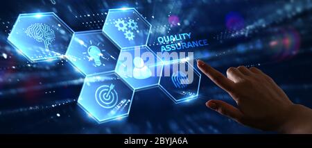 Wirtschaft, Technologie, Internet und Netzwerk Konzept. Qualitätssicherung Service Garantie Standard. Stockfoto