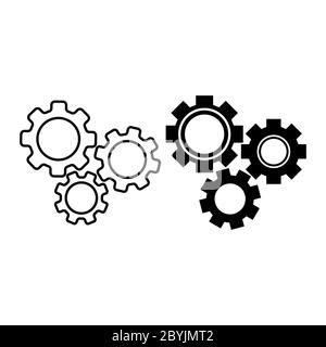 Prozesssymbol in flacher Ausführung in schwarzer Farbe isoliert auf weißem Hintergrund. Symbol für einfache Bedienung. Vektor EPS 10 Stock Vektor