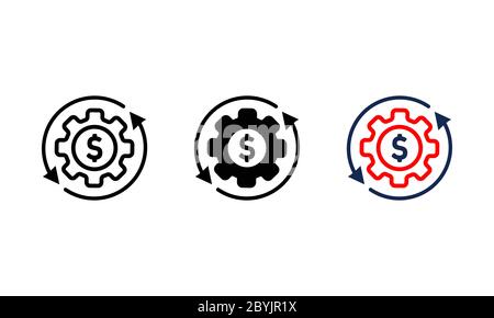 Gear mit Geld, oder ein Dollar-Rechnung Symbol in modernen Farbdesign-Konzept auf isolierten weißen Hintergrund gesetzt. Vektor EPS 10. Stock Vektor
