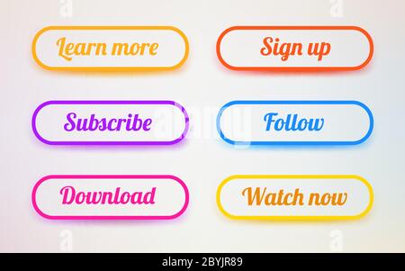 Satz moderner ui-Schaltflächen. Vorlage für die Benutzeroberfläche. Vektorgrafik Stock Vektor