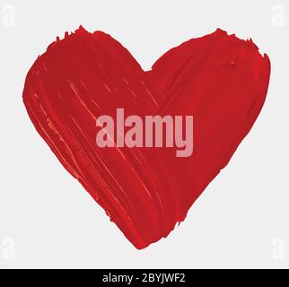 Hand bemalt mit Pinsel isoliert großen roten Herzen. Symbol zum Valentinstag. Vektorgrafik Stock Vektor
