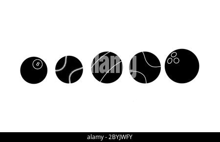 Sportball-Symbol in Schwarz. Verbotene Symbol einfach auf isoliertem weißen Hintergrund. Vektor EPS 10. Stock Vektor