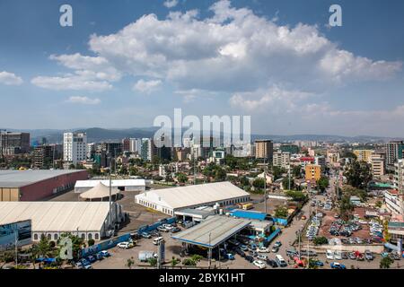 Ein Blick von oben auf die Stadt, Addis Abeba, Äthiopien Stockfoto