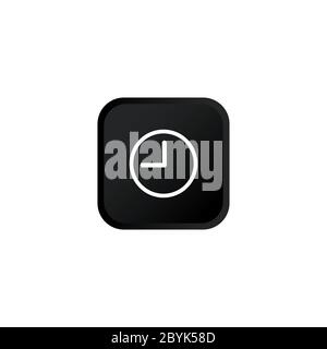 Clock Icon Moderne Taste für Web oder appstore Design schwarzes Symbol auf weißem Hintergrund isoliert. Vektor EPS 10. Stock Vektor