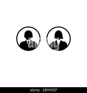 Menschliche Avatar Mann und Frauen für Web-Profil oder Person Symbol oder verwenden Sie Zeichen-Symbol in schwarz auf isolierten weißen Hintergrund. Vektor EPS 10. Stock Vektor