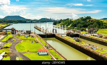 Miraflores schließt am Panamakanal Stockfoto