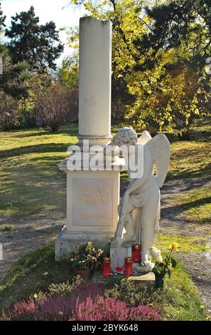 Österreich, Grab des Komponisten Wolfgang Amadeus Mozart auf dem Biedermeier Friedhof St. Marx in Wien Stockfoto