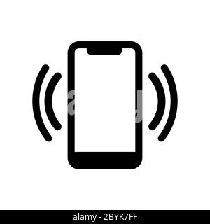 Smartphone im Stummschaltungs-Modus-Symbol oder vibrierendes Symbol für Mobiltelefon in Schwarz. Telefonleitung Symbol für Web, Handy auf isoliertem weißen Hintergrund. Vektor EPS 10. Stock Vektor