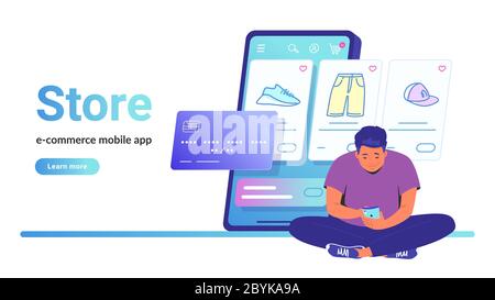 Online-Shop E-Commerce-App für Mobilgeräte Stock Vektor