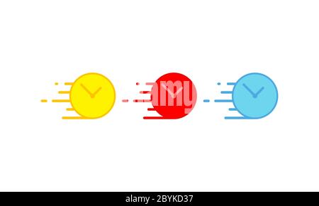 Uhrzeitsymbole in modernem Farbdesign-Konzept auf isoliertem weißem Hintergrund gesetzt. Vektor EPS 10. Stock Vektor